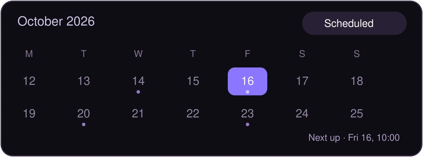 Keoo content scheduling calendar